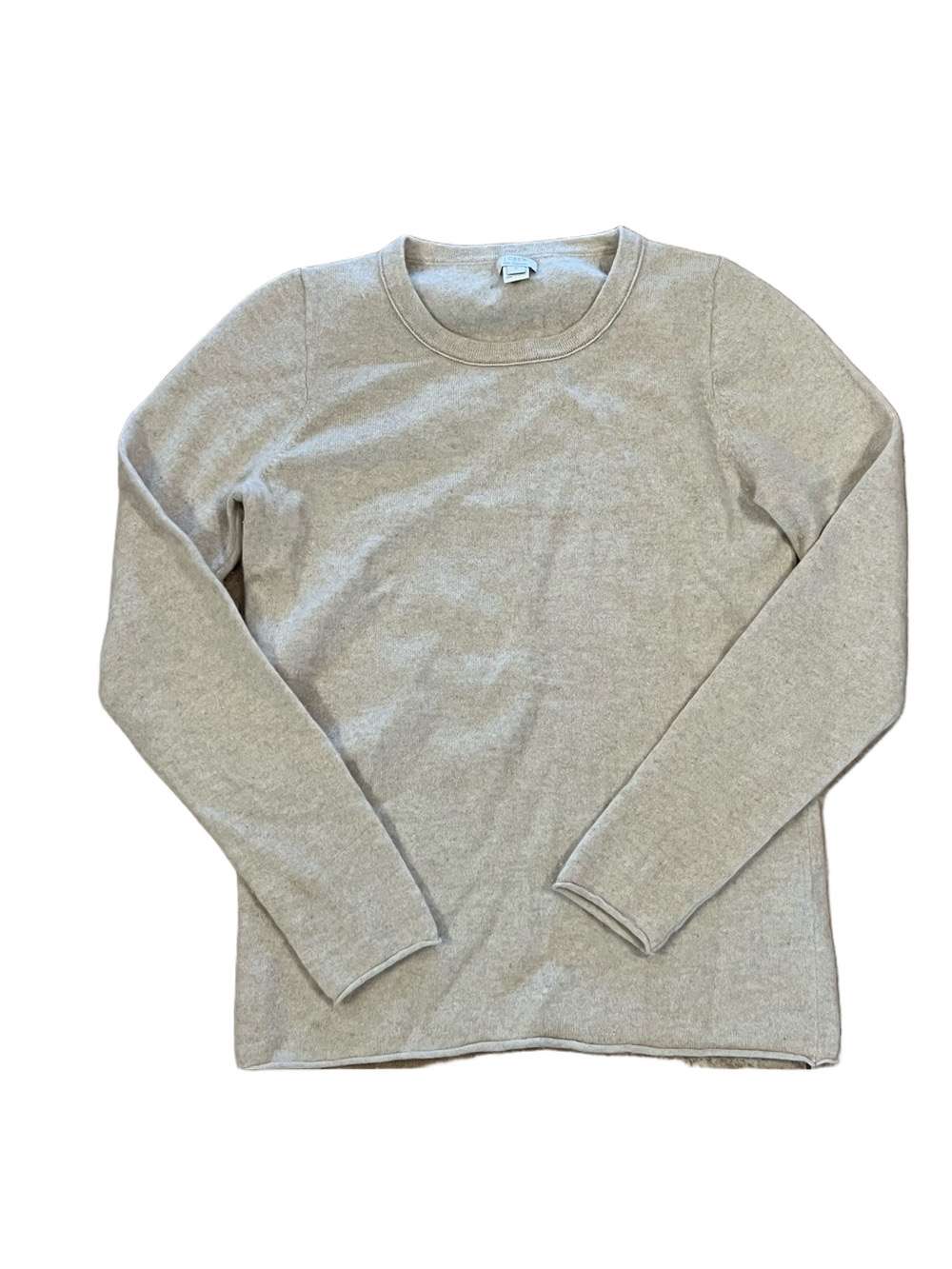 J.Crew 100% Cashmere Classic-Fit Crewneck Sweater - Heather Oatmeal Quiet Luxury